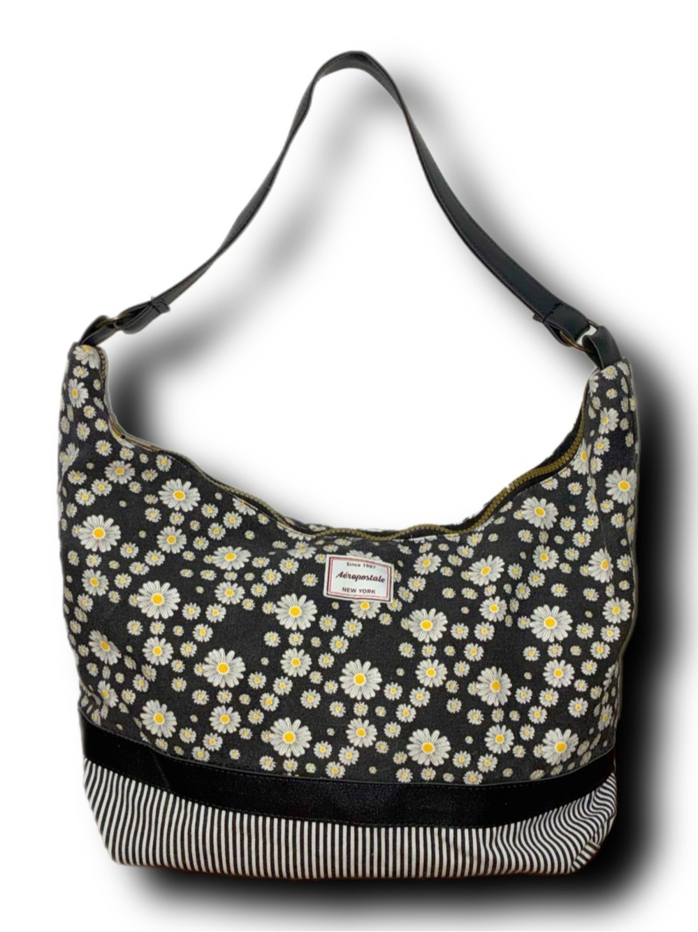 Aeropostale Black Daisy Print Hobo Bag 90s Y2K Vibes